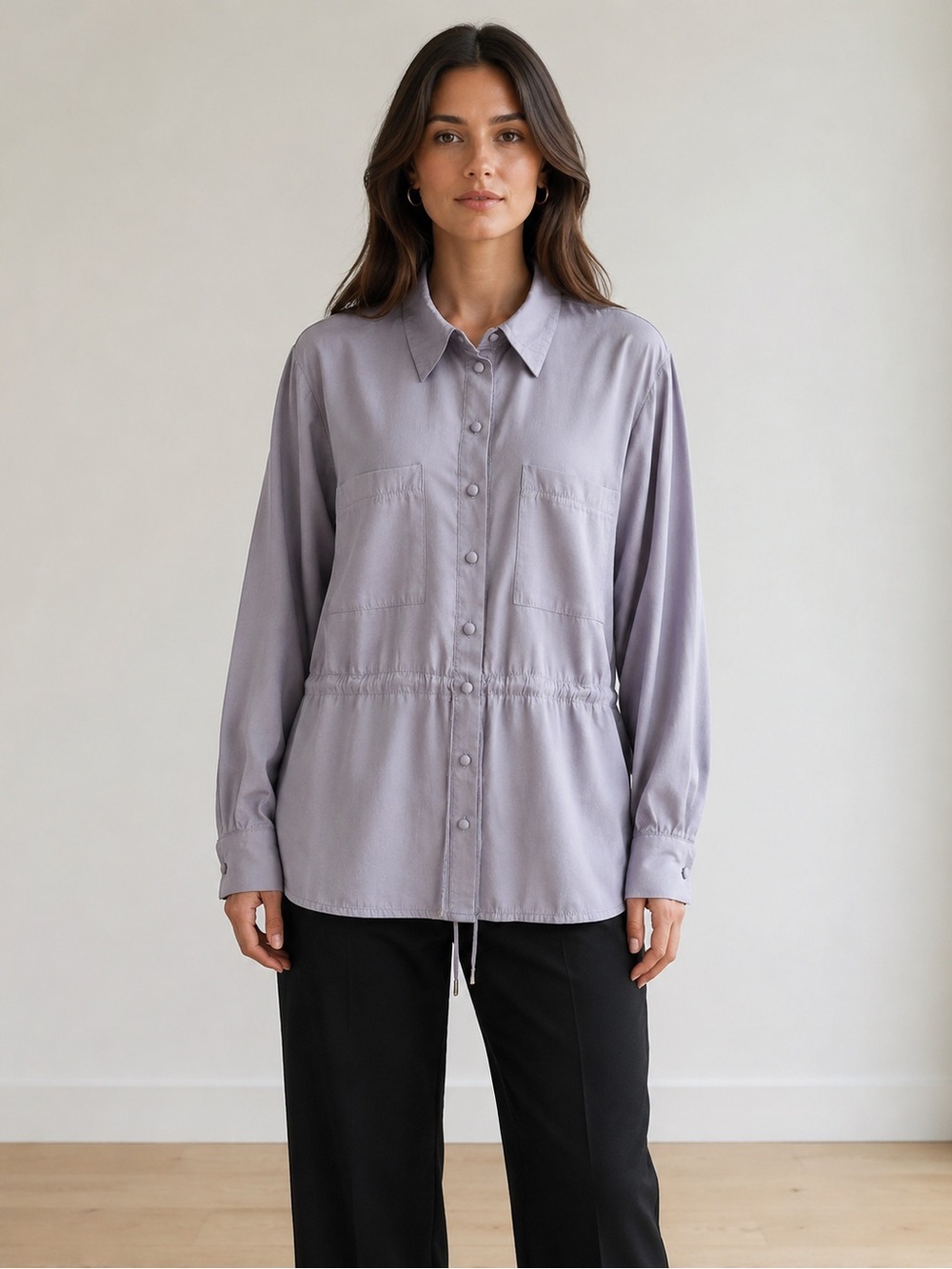 Sean Makes Cloth Lavender Utility Overshirt Drawstring Waist One Size
